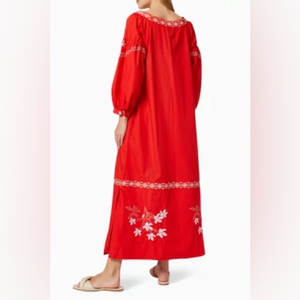 JUAN DE DIOS Buganvilias Embroidered Maxi Dress in Cotton, NWT - Picture 3 of 4